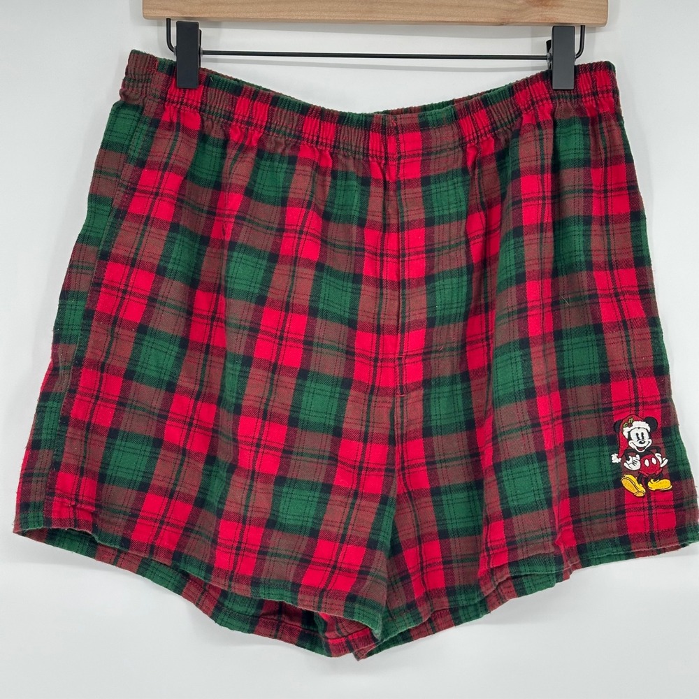 Mens Disneyland Resort Mickey Mouse Flannel Plaid Pajama Sleep‎ Lounge Shorts S